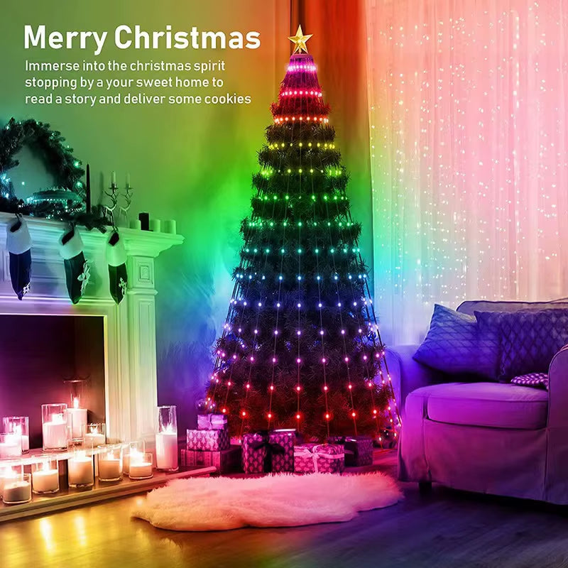 5/10M RGBIC Holiday Lamp Smart Control Light String APP Bluetooth Christmas Decoration Outdoor Atmosphere LED Night Lights