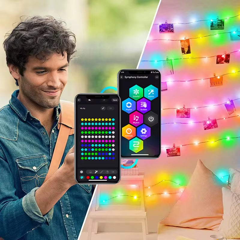 5/10M RGBIC Holiday Lamp Smart Control Light String APP Bluetooth Christmas Decoration Outdoor Atmosphere LED Night Lights