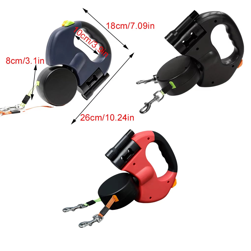 Dual Retractable Pet Leash with LED Lights for Small Dogs EASY to 100 SATISFACTION Dog Leash Leads