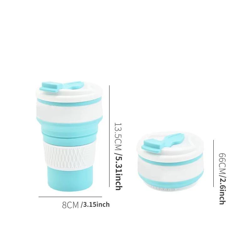 Collapsible Water Bottle 12Oz Leak-Proof Reusable Silicone Travel Cup Drink Bottle