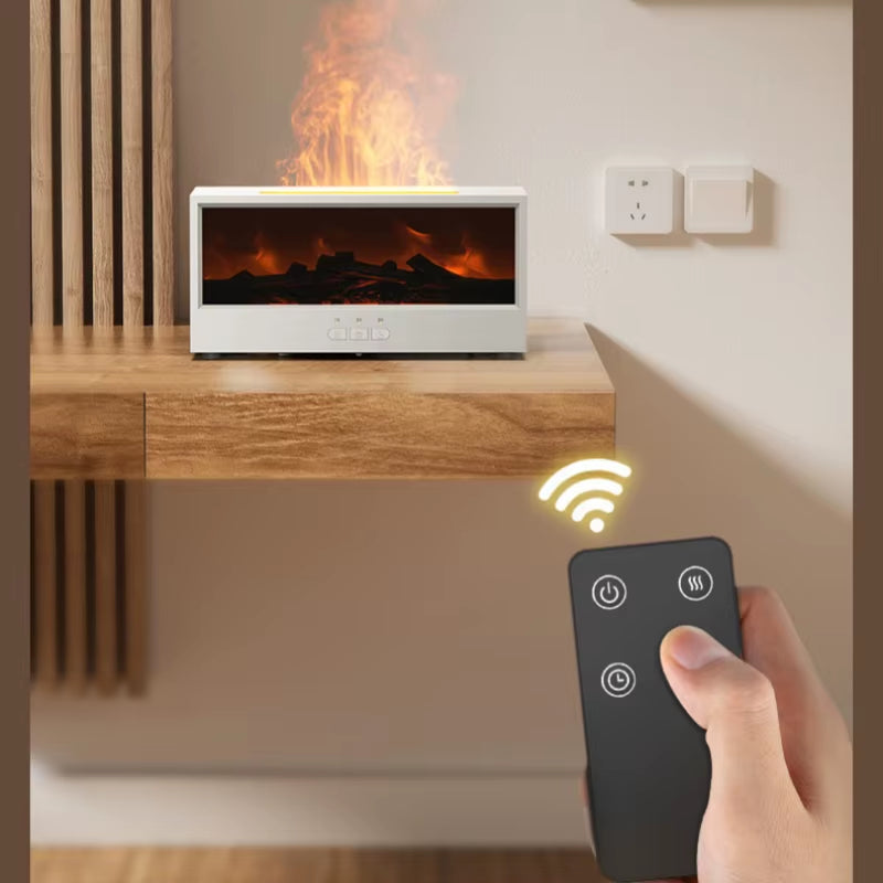 Creative Simulation 3D Retro Fireplace Flame Diffuser Desktop Home Remote Control Simulation Charcoal Fireplace Humidifier