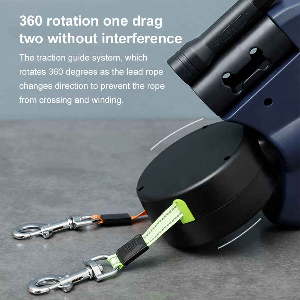 Dual Retractable Pet Leash with LED Lights for Small Dogs EASY to 100 SATISFACTION Dog Leash Leads