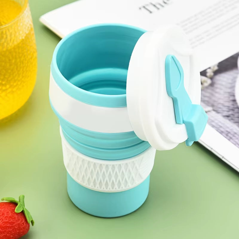 Collapsible Water Bottle 12Oz Leak-Proof Reusable Silicone Travel Cup Drink Bottle