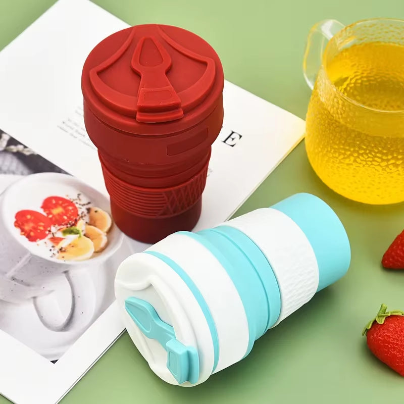 Collapsible Water Bottle 12Oz Leak-Proof Reusable Silicone Travel Cup Drink Bottle