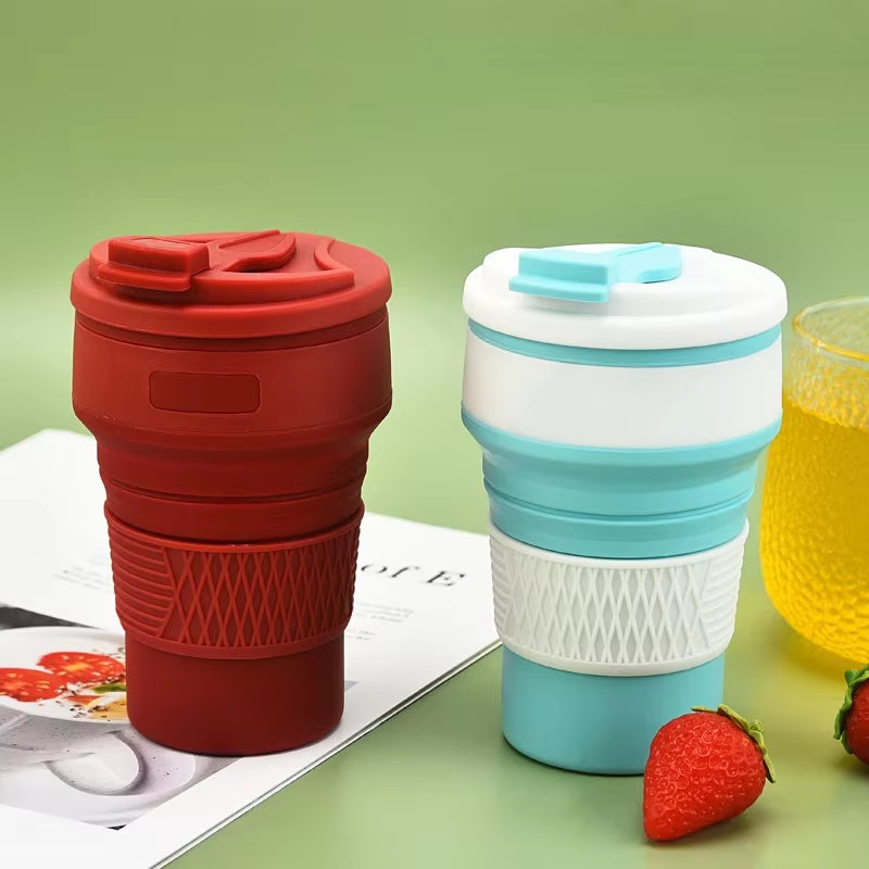 Collapsible Water Bottle 12Oz Leak-Proof Reusable Silicone Travel Cup Drink Bottle