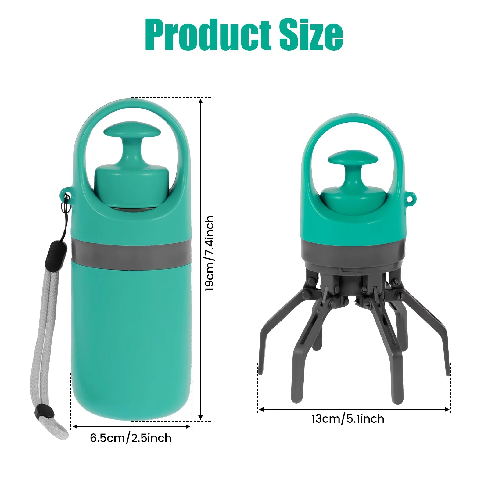 Portable Dog Poop Scooper with Holder Claw Clip Pooper Bag Dispenser Dog Walker Waste Picker for Small Medium Large Dogs